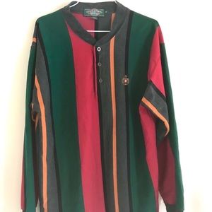 Casual striped half collar button-up